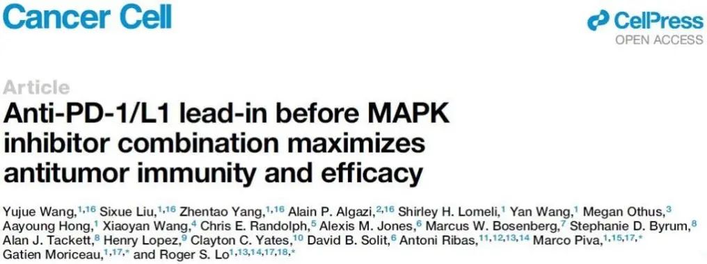 Cancer Cell丨打破傳統(tǒng)，聯(lián)合用藥中抗PD-1/L1的妙用